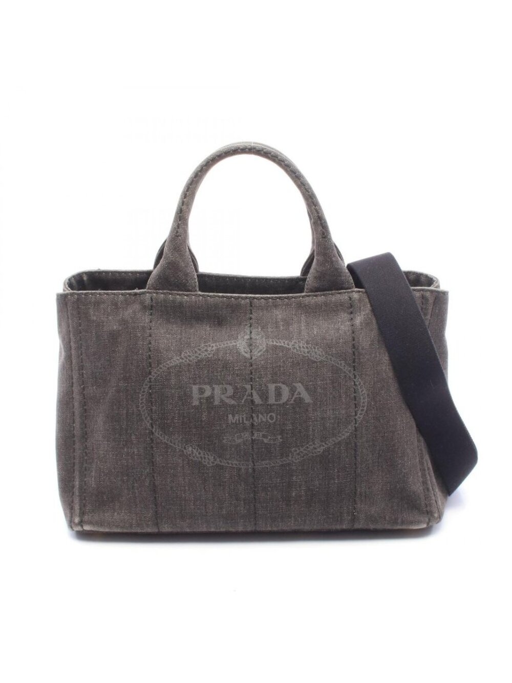 Prada Tote Bag Canapa 2-Way Black Denim